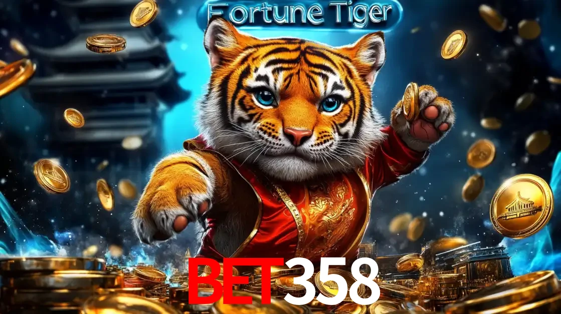 Imagem promocional do jogo de slot Fortune Tiger, com um tigre majestoso em traje tradicional cercado por uma fortuna em moedas de ouro, disponível agora no cassino bet358.